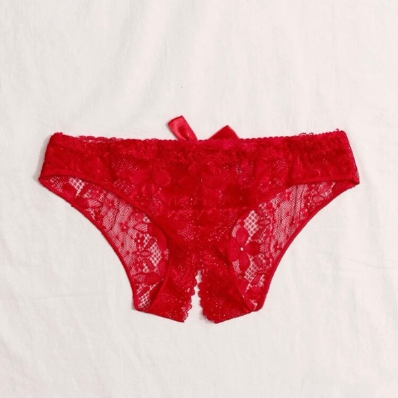 Lace Bow Front Crotchless Panty - Picture 5 of 5